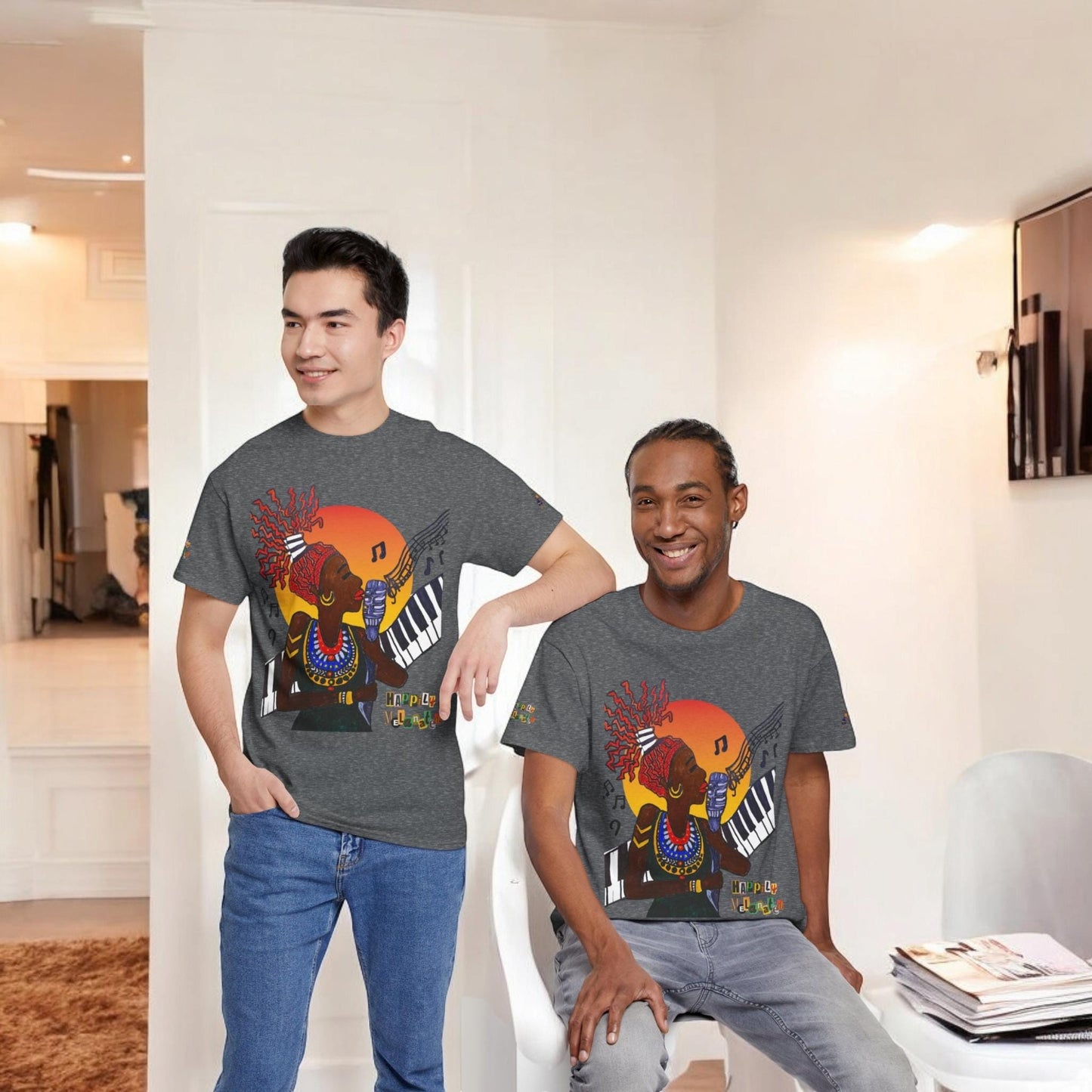 Afro Music Graphic Tee, Piano Art, Jazz Singer Shirt, Black History Unisex Tee, Music Lover Gift