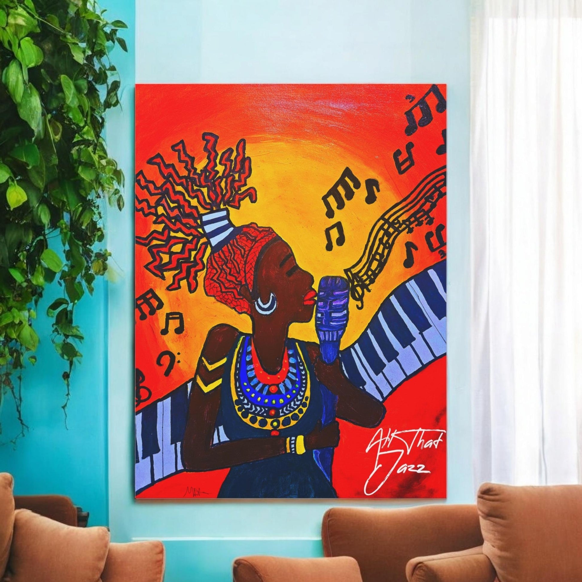 Canvas Art Print, Jazz Singer Music Decor, Jazz Piano Wall Art, Original Artwork, Musician Gift Idea, Home Decor Poster