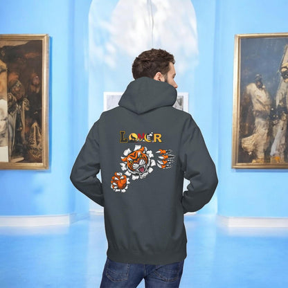 Tiger Graphic Hoodie, Lone Wolf Sweatshirt, Unisex Fleece Pullover, Cozy Animal Print Top