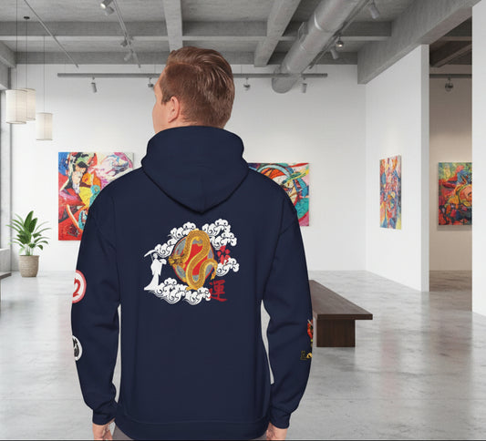 Ninja Dragon Graphic Hoodie, Unisex Sweatshirt, Cosplay Gift, Anime Inspired Pullover