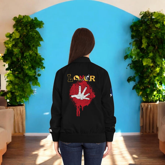 Gothic Bomber Jacket, Graphic Women's Coat, 3D Art Outerwear, Unique Hand Art Jacket