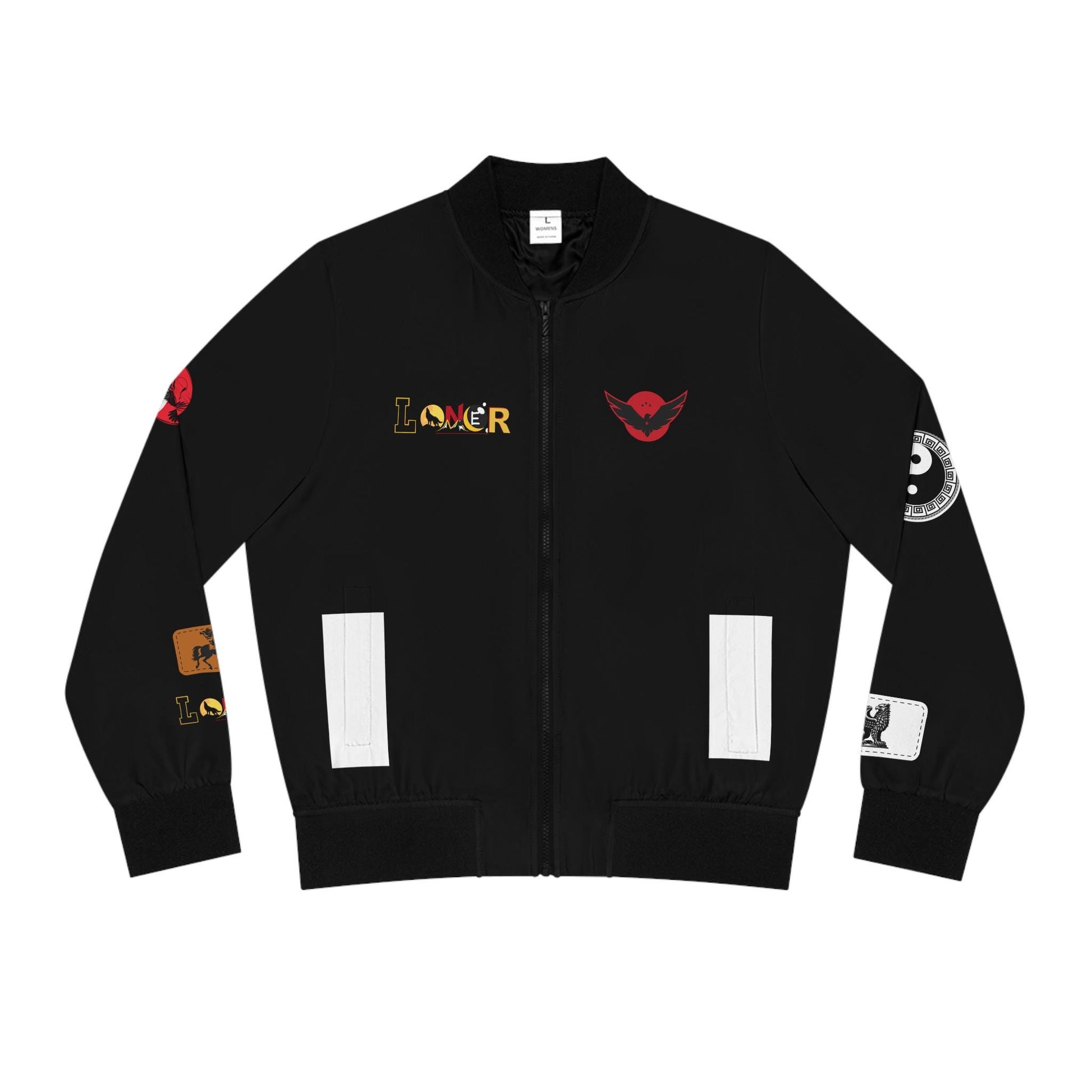 Gothic Bomber Jacket, Graphic Women's Coat, 3D Art Outerwear, Unique Hand Art Jacket