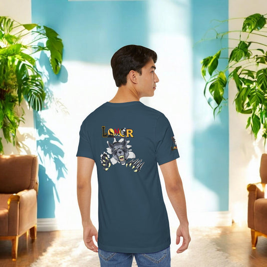 Wolf Graphic Unisex Tee, Wild Animal Art Shirt, Jersey Wolf Design Top, Graphic Tee