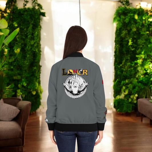 Gothic Bomber Jacket, Eye Art Women's Outerwear, Unique All Over Print Jacket