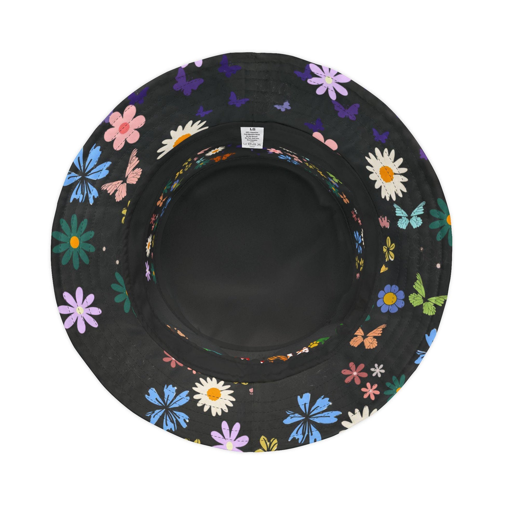 Butterfly Floral Bucket Hat, Wild Life Themed Graphic Unisex Cap, Botanical Print