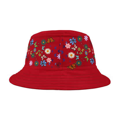 Butterfly Floral Bucket Hat, Wild Life Themed Graphic Unisex Cap, Botanical Print Headwear, Nature Lover Gift, Spring Summer Accessories