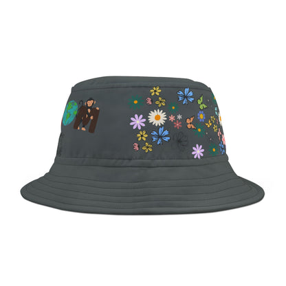 Butterfly Floral Bucket Hat, Wild Life Themed Graphic Unisex Cap, Botanical Print