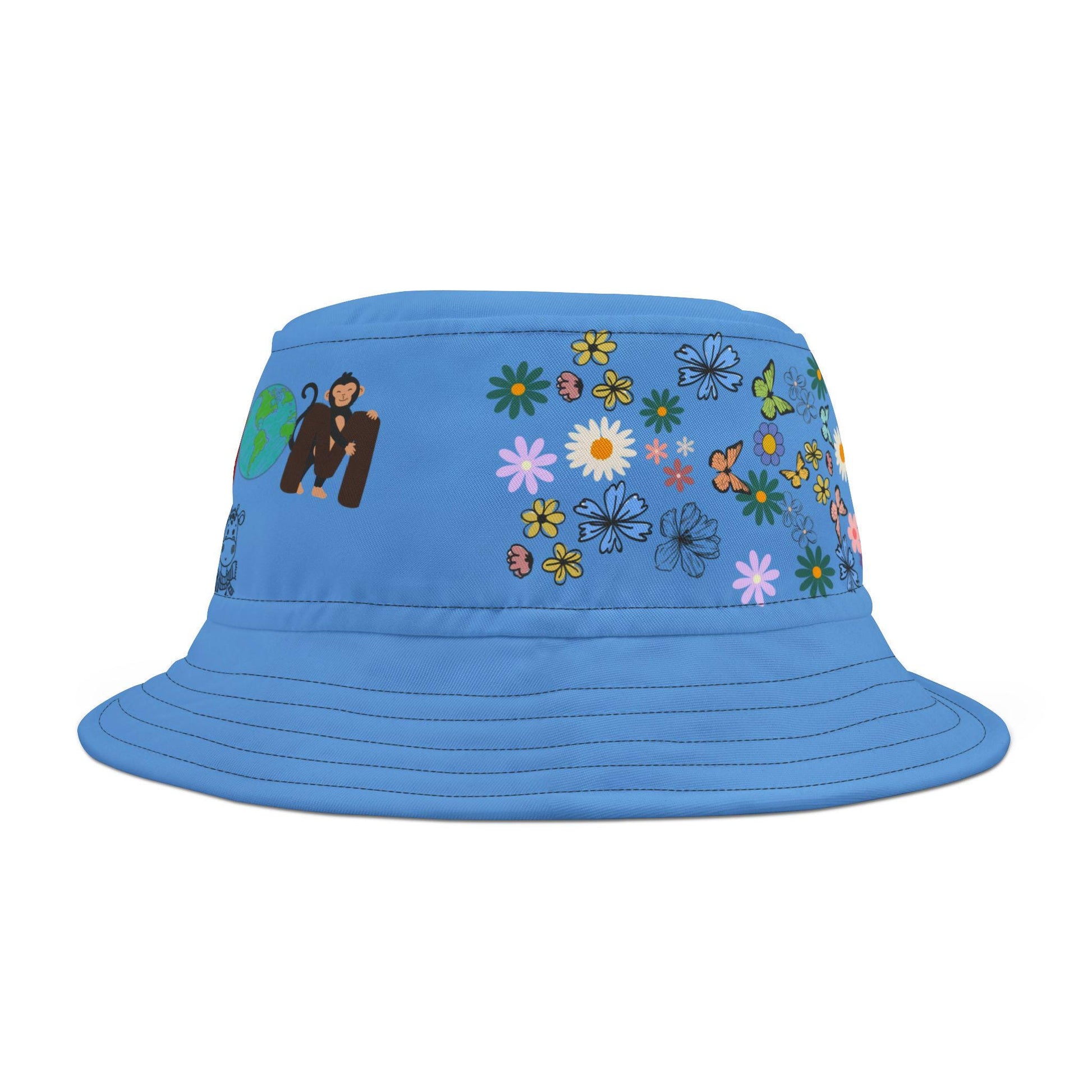 Butterfly Floral Bucket Hat, Wild Life Themed Graphic Unisex Cap, Botanical Print Headwear, Nature Lover Gift, Spring Summer Accessories