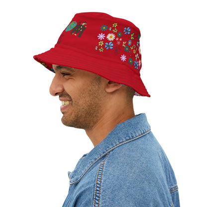 Butterfly Floral Bucket Hat, Wild Life Themed Graphic Unisex Cap, Botanical Print Headwear, Nature Lover Gift, Spring Summer Accessories