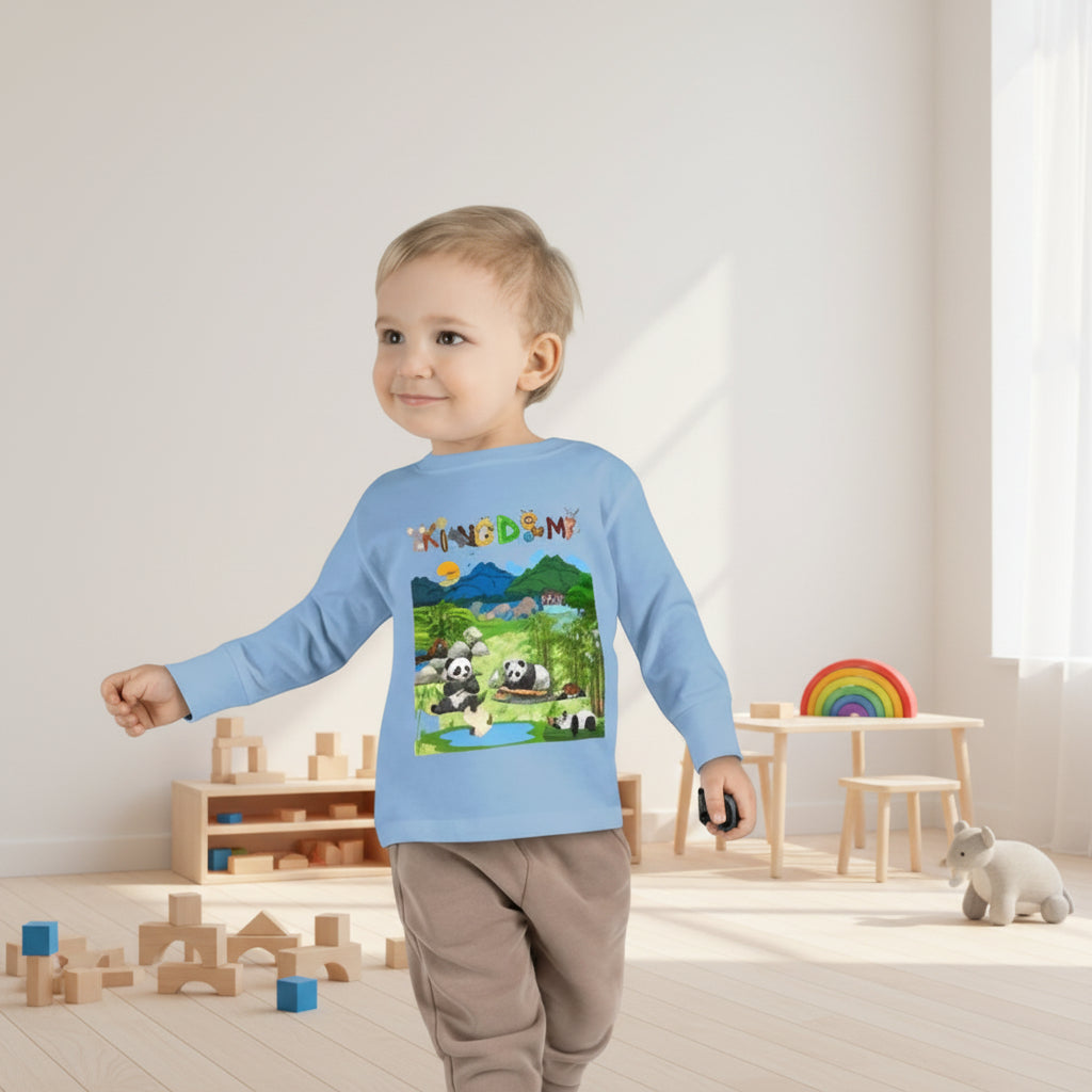Panda Graphic Toddler Long Sleeve Tee, Red Panda Animal Theme Kids Shirt