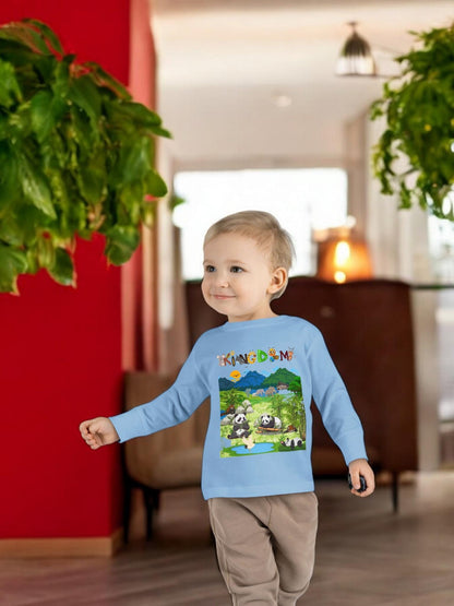 Panda Graphic Toddler Long Sleeve Tee, Red Panda Animal Theme Kids Shirt