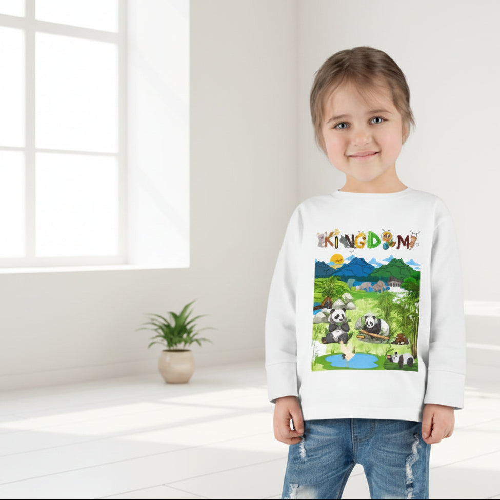 Panda Graphic Toddler Long Sleeve Tee, Red Panda Animal Theme Kids Shirt