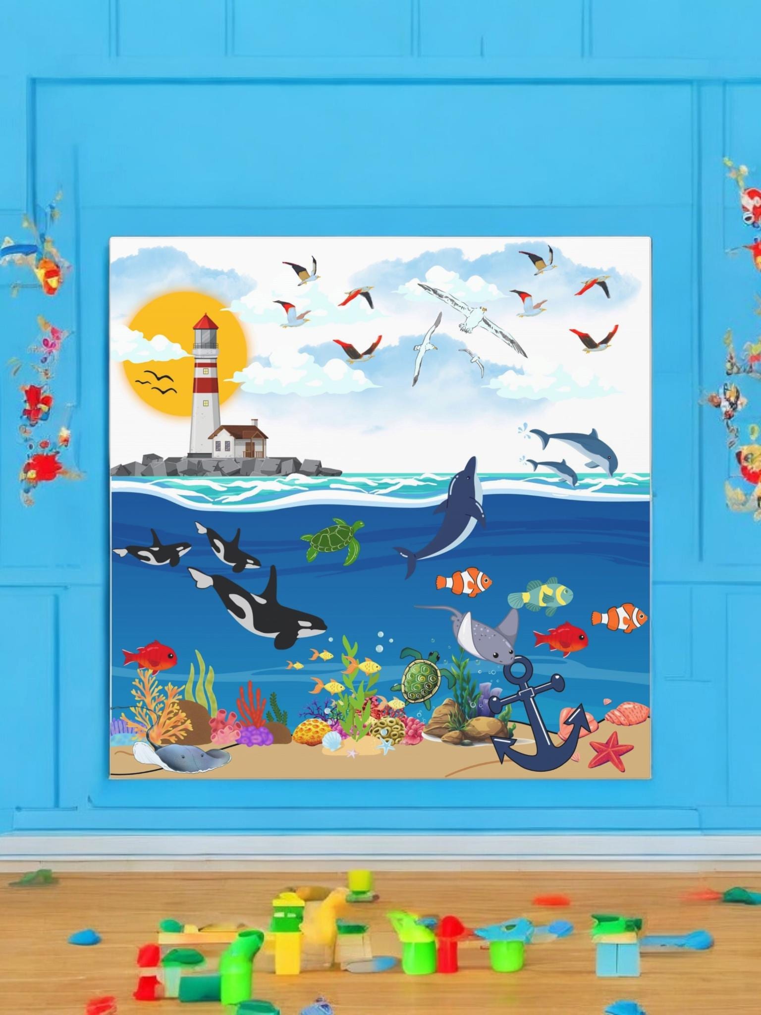 Canvas Gallery Wraps, Aquatic Animal Nautical Art, Ocean Animal Wall Art, Marine Wildlife