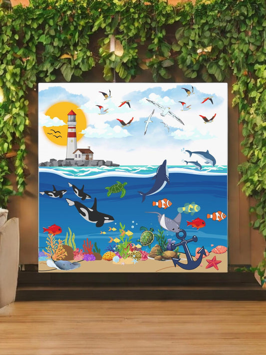 Canvas Gallery Wraps, Aquatic Animal Nautical Art, Ocean Animal Wall Art, Marine Wildlife