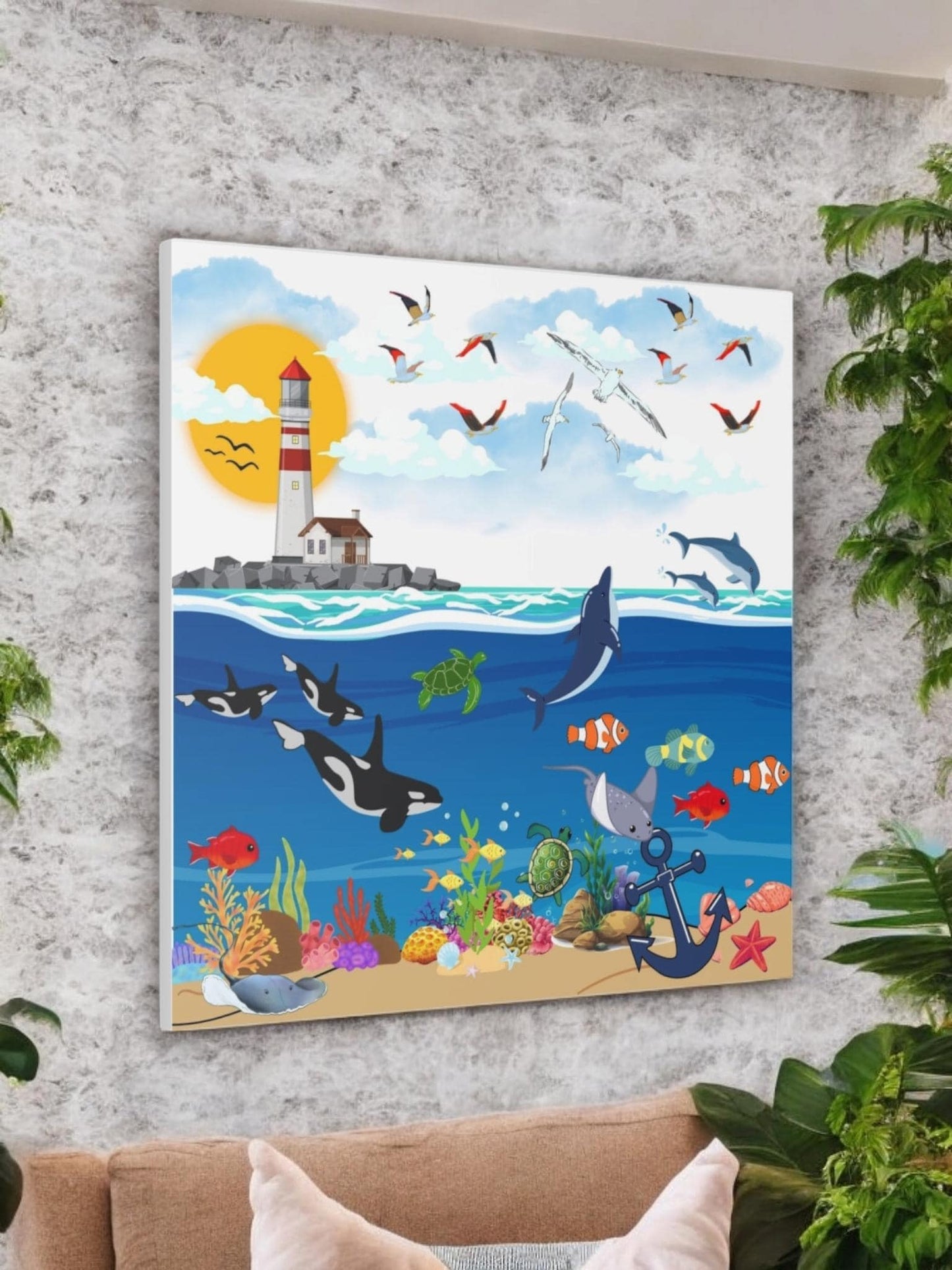 Canvas Gallery Wraps, Aquatic Animal Nautical Art, Ocean Animal Wall Art, Marine Wildlife