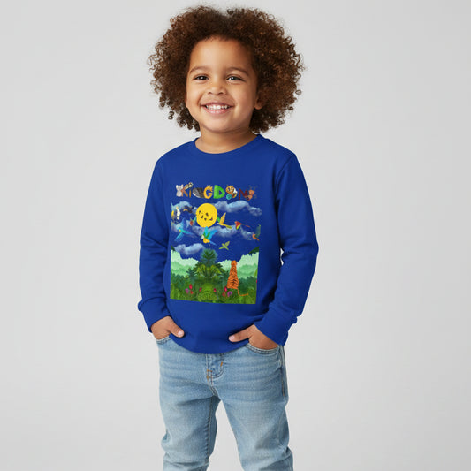 Jungle Safari Toddler Long Sleeve Tee, Wild Animals Graphic Shirt, Kids Nature Theme Top