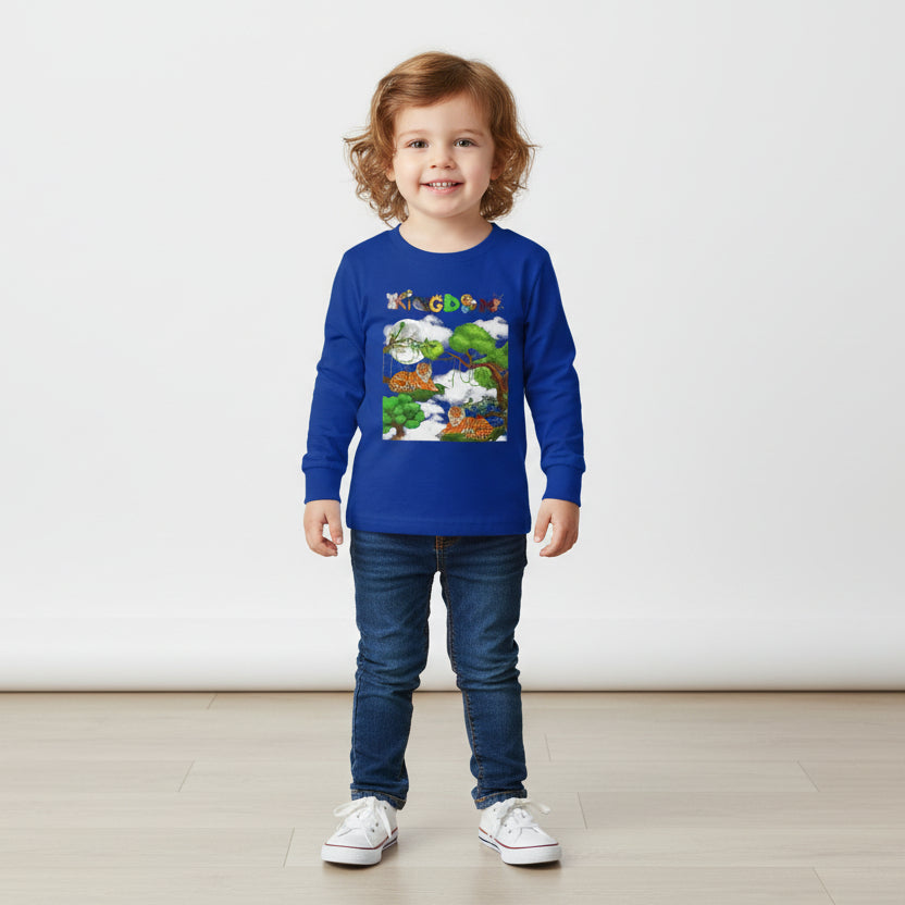 Toddler Long Sleeve Tee, Jungle Animals Nature Theme Tiger Graphic Art Shirt