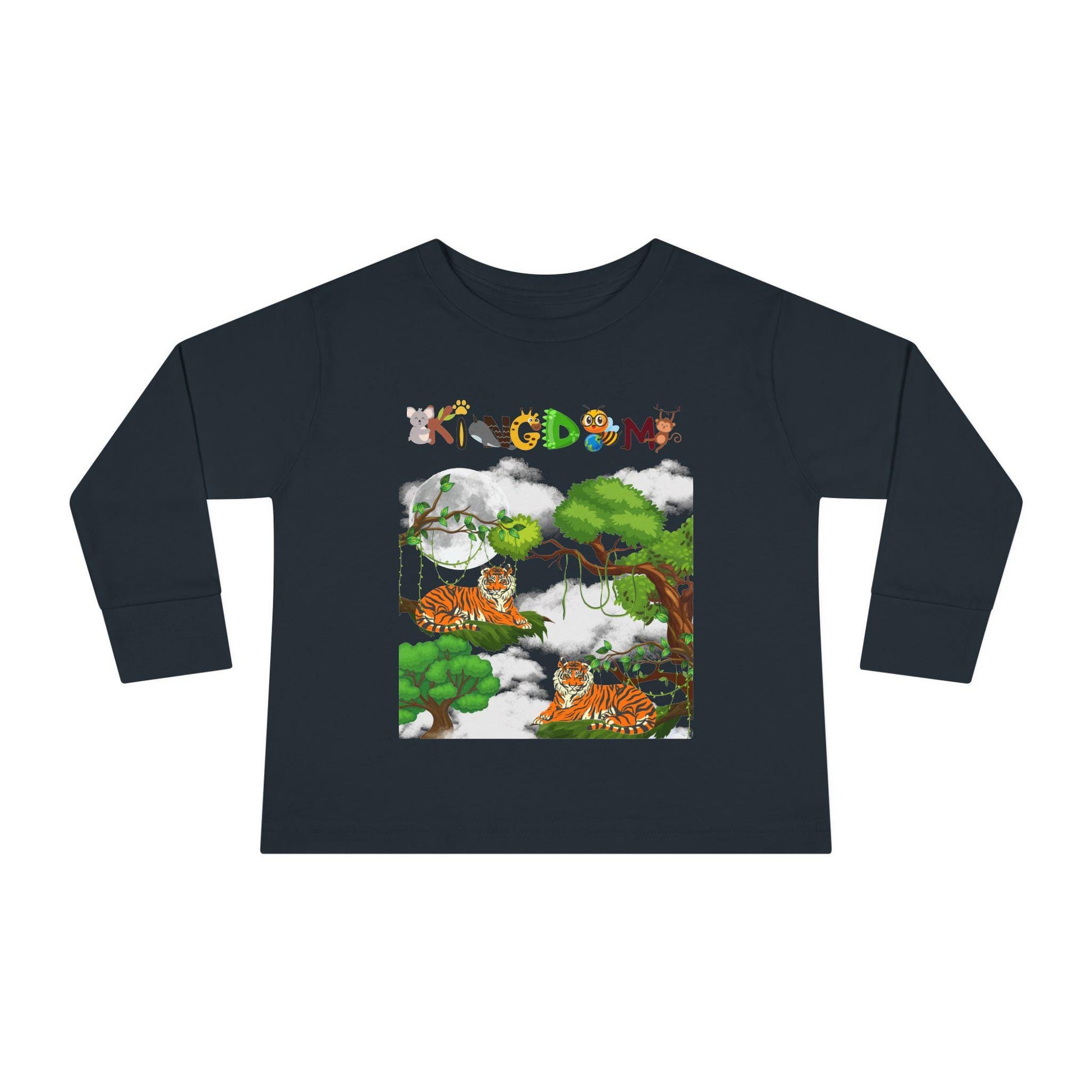 Toddler Long Sleeve Tee, Jungle Animals Nature Theme Tiger Graphic Art Shirt