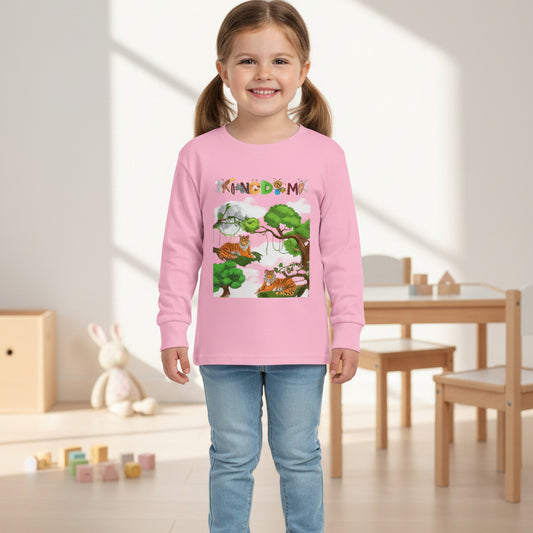 Toddler Long Sleeve Tee, Jungle Animals Nature Theme Tiger Graphic Art Shirt