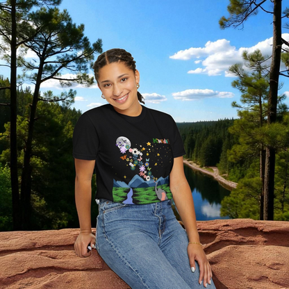 Night Sky Elephant Unisex T-shirt, Nature Graphic Floral Tee, Constellation Shirt