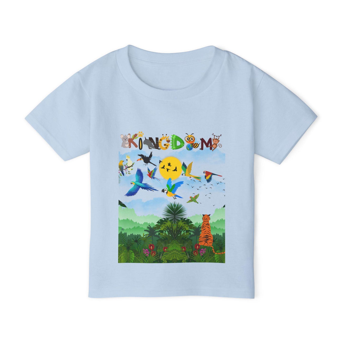 Jungle Life Toddler T-shirt, Tropical Birds Graphic Tee, Wild Animals Jungle Theme Top