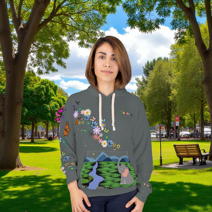 Elephant Floral Unisex Pullover Hoodie, Graphic Sweatshirt, Animal Lover Gift