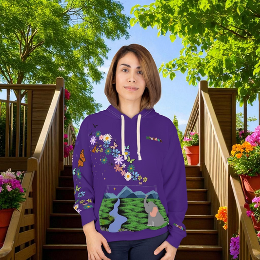 Elephant Floral Unisex Pullover Hoodie, Graphic Sweatshirt, Animal Lover Gift
