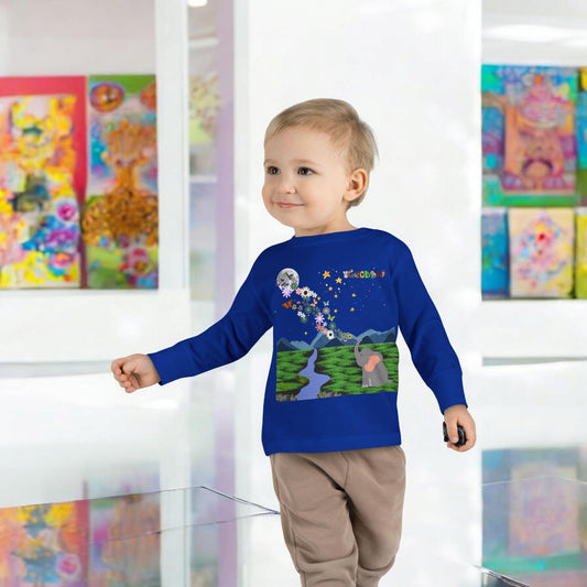 Elephant and Floral Toddler Long Sleeve Tee, Cute Animal Kids Shirt