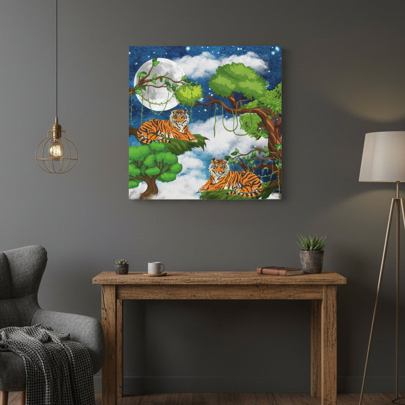 Wild Tiger Nature Wall Art Canvas, Safari Jungle Animal Home Decor Print