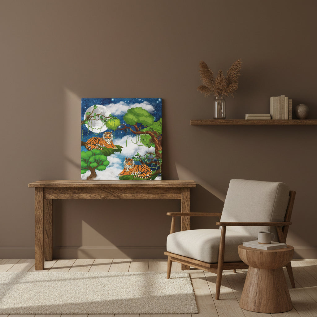 Wild Tiger Nature Wall Art Canvas, Safari Jungle Animal Home Decor Print Printify