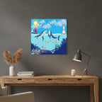 Whale Art Canvas, Ocean Life Wall Art, Nautical Home Decor, Coastal Canvas Print