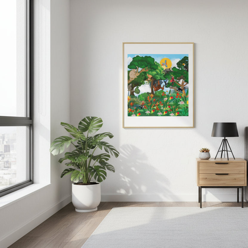 Canvas Gallery Wraps, Jungle Monkey Animal Wall Art Decor Print - Safari Nursery Room