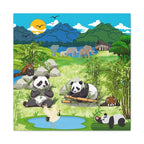 Animal Canvas, Panda and Elephant Wall Art, Nature Gallery Wrap, Asian Wildlife Print