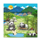 Animal Canvas, Panda and Elephant Wall Art, Nature Gallery Wrap, Asian Wildlife Print