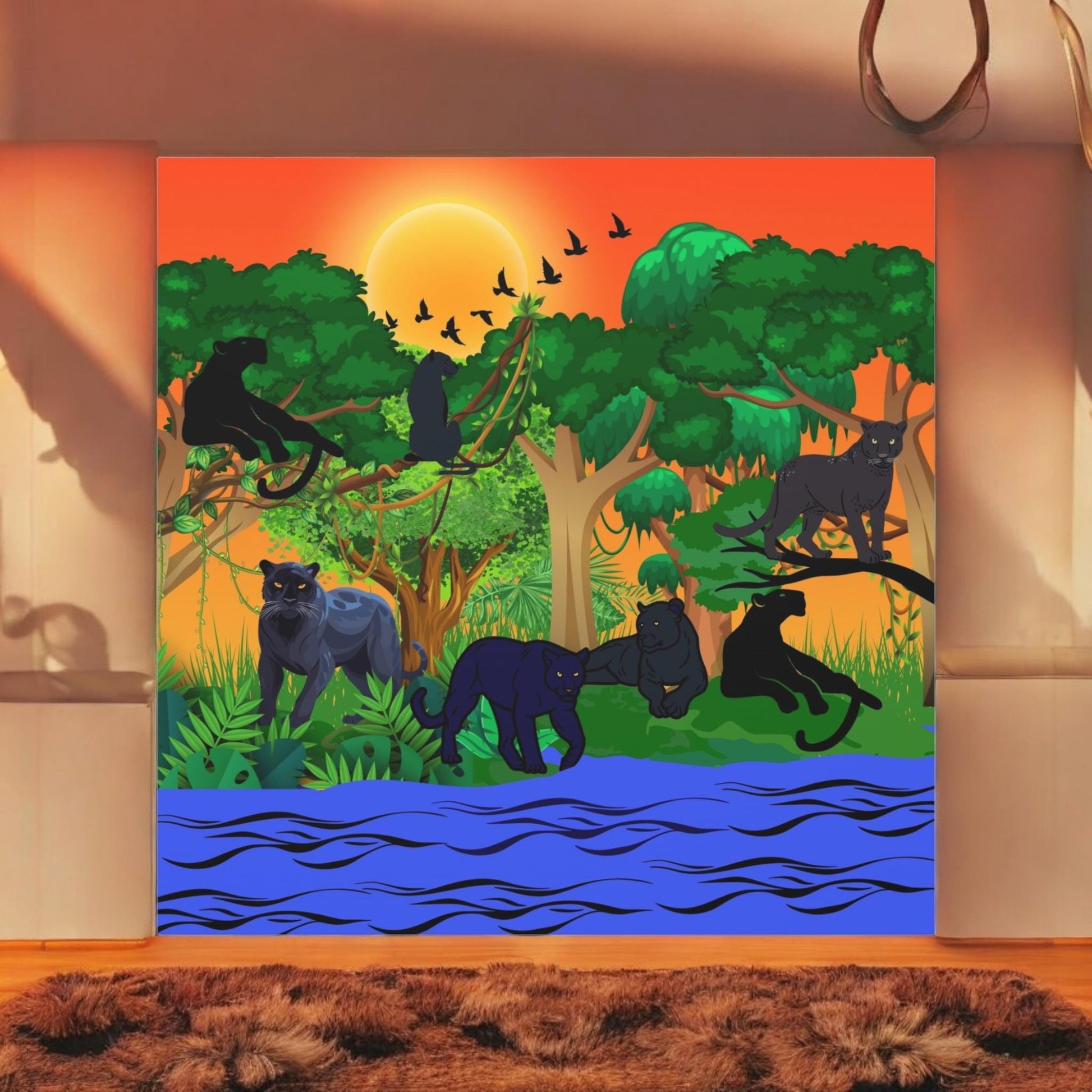Black Panther Wall Art Canvas, Wildlife Animal Decor, Jungle Safari Theme