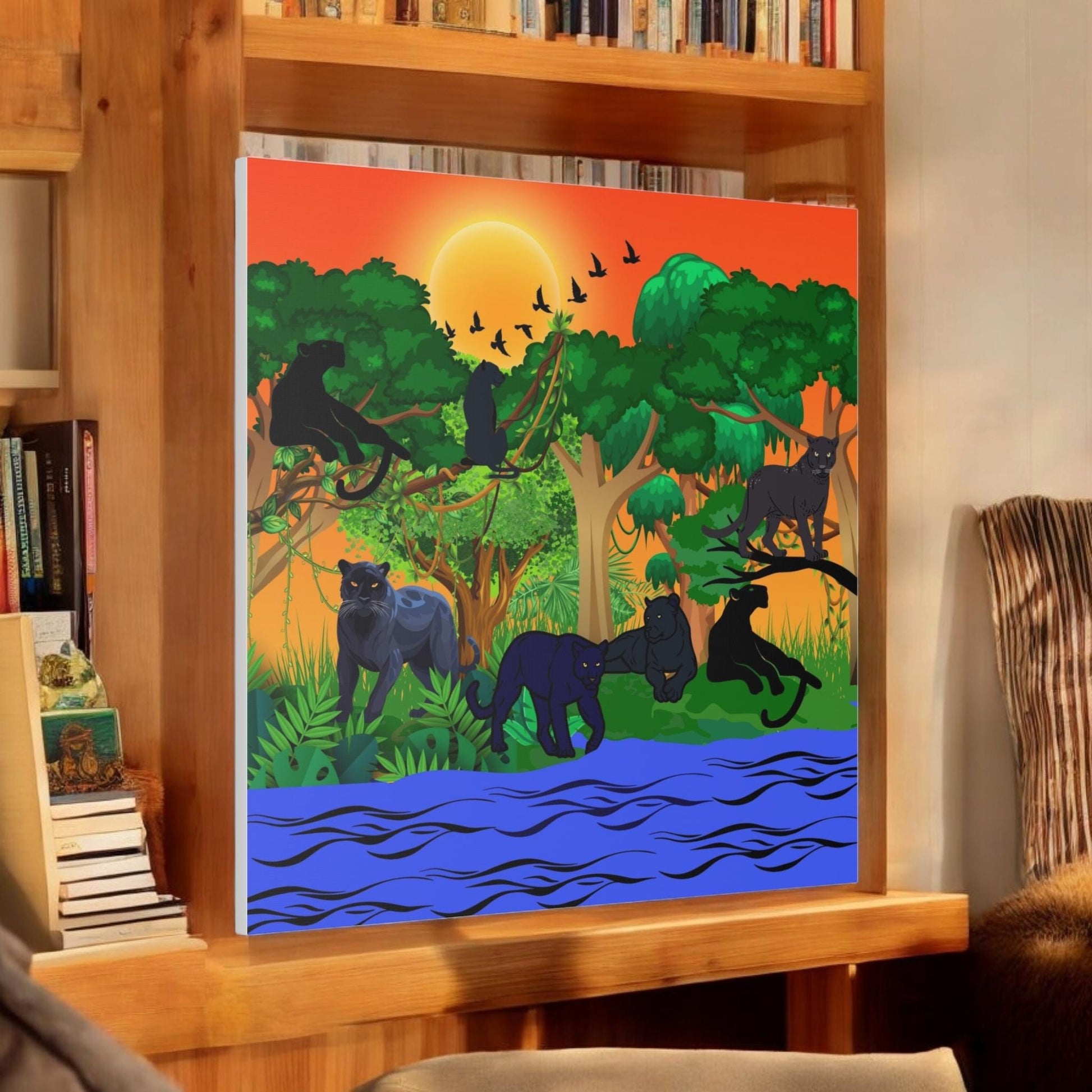 Black Panther Wall Art Canvas, Wildlife Animal Decor, Jungle Safari Theme