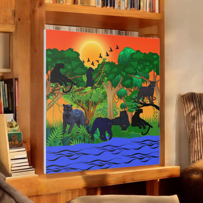 Black Panther Wall Art Canvas, Wildlife Animal Decor, Jungle Safari Theme