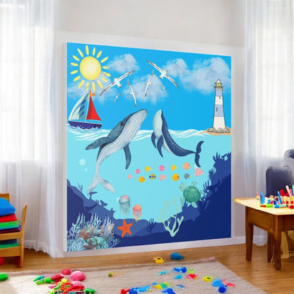 Whale Art Canvas, Ocean Life Wall Art, Nautical Home Decor, Coastal Canvas Print