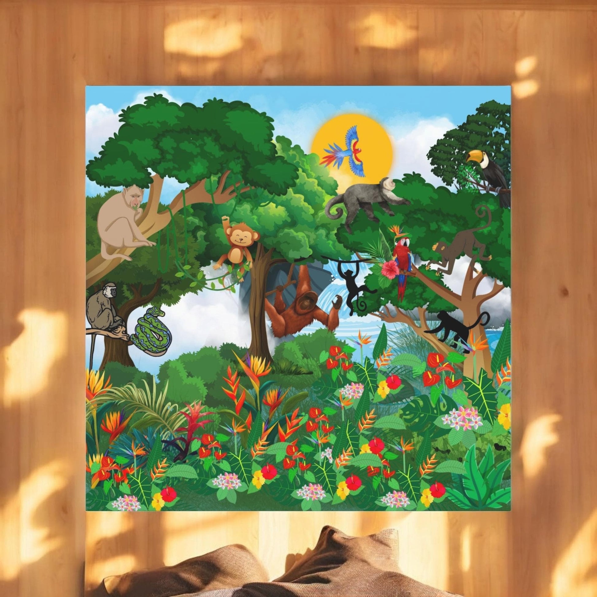 Canvas Gallery Wraps, Jungle Monkey Animal Wall Art Decor Print - Safari Nursery Room