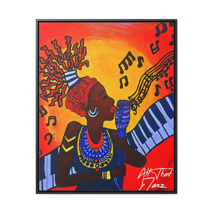 Original Painting, Afro Music Art Gallery Canvas, Jazz Singer Painting Vertical Frame, Black History Decor, Musician Portrait
