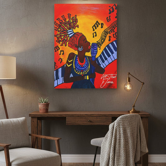 Canvas Art Print, Jazz Singer Music Decor, Jazz Piano Wall Art, Original Artwork, Musician Gift Idea, Home Decor Poster
