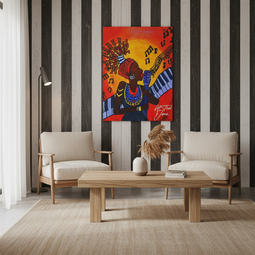 Canvas Art Print, Jazz Singer Music Decor, Jazz Piano Wall Art, Original Artwork, Musician Gift Idea, Home Decor Poster