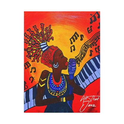 Canvas Art Print, Jazz Singer Music Decor, Jazz Piano Wall Art, Original Artwork, Musician Gift Idea, Home Decor Poster