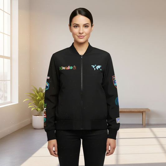 Explorer Themed Graphic Women's Bomber Jacket - Travel Enthusiast, Wanderlust Coat