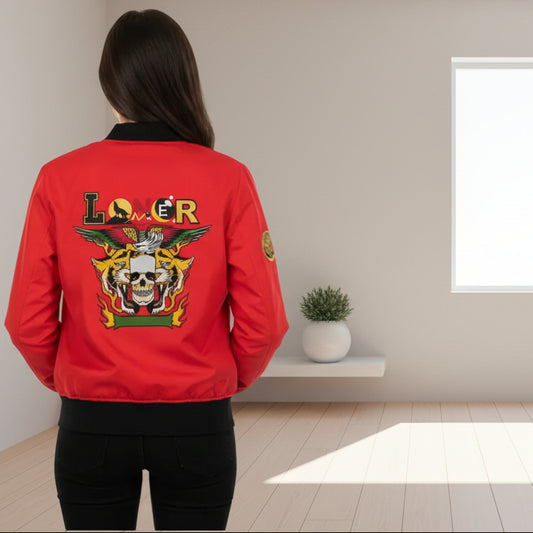 Tiger Graphic Bomber Jacket, Illusion Art All Over Print Women's Outerwear, Wild Animal Theme, Graphic Tiger Jacket, Women's Streetwear,