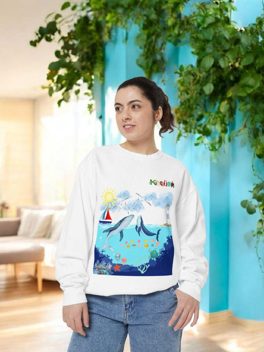Nautical Animals Unisex Sweatshirt, Underwater Sailor Life Jumper, Sea Creatures Sweater, Ocean Theme Pullover, Sea Life Apparel