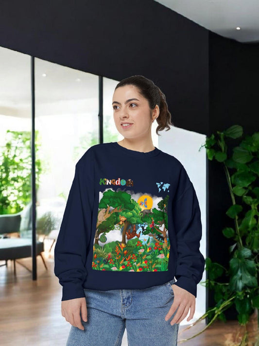 Jungle Theme Unisex Garment-Dyed Sweatshirt, Wild Animals Graphic, Safari Lover Gift, Nature Inspired Apparel, Outdoor Adventure Wear,