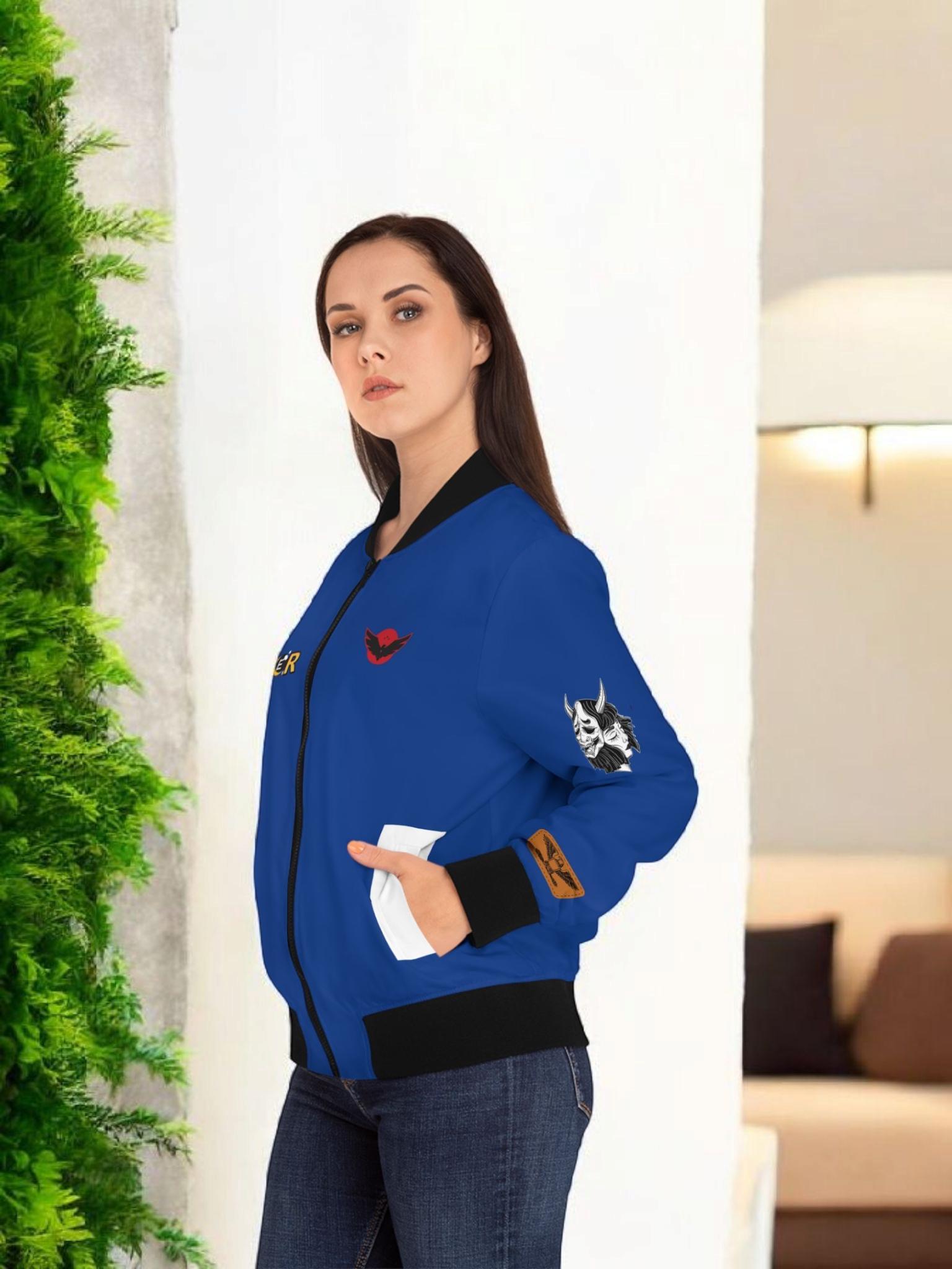 Dragon Graphic Women's Bomber Jacket, Mythical All Over Design, Zip Up Outerwear for Her, Lightweight Coat Gift, Stylish Ladies Fashion,