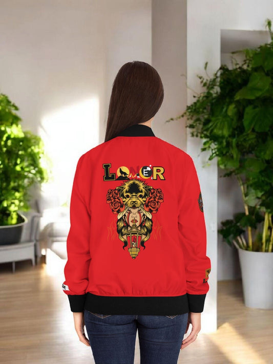 Wolf Themed Women's Bomber Jacket, Illusion Art Graphic Outerwear, Wild Animal Print Coat, Unique Jacket for Her, Statement Clothing