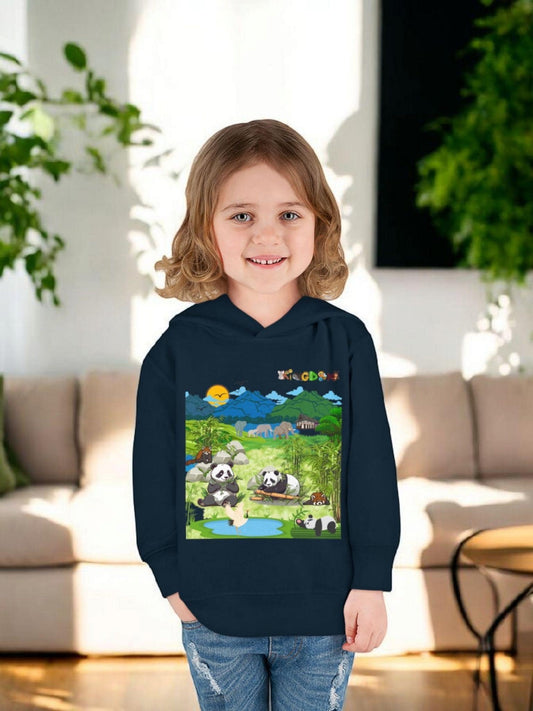Graphic Panda Elephants Toddler Hoodie, Wildlife Theme, Kids Fleece Pullover